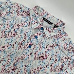 Cutter & Buck Mens Large Polo Shirt Golf‎ Short Sleeve White Patterned